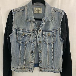 Women’s Denim Jacket with Knit Sleeves Size XS